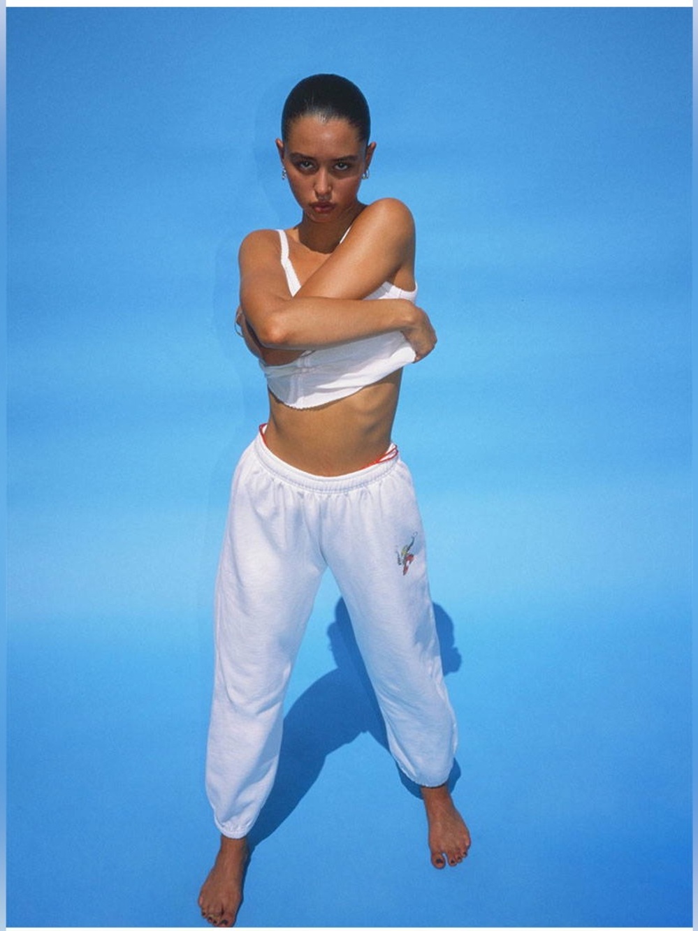 Realisation Par YEE HA! Cowboy Graphic Print White Cotton Sweatpants Joggers